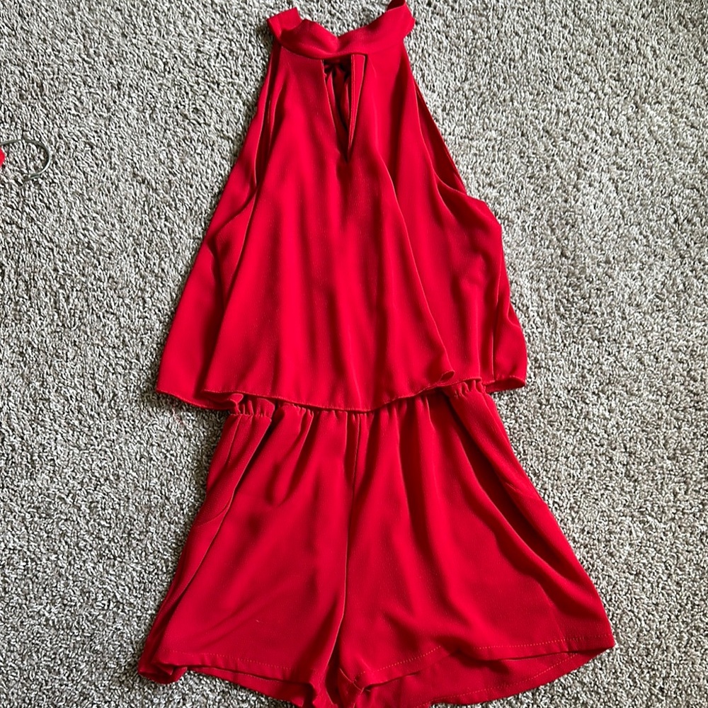 Vibrant Red Sleeveless Romper